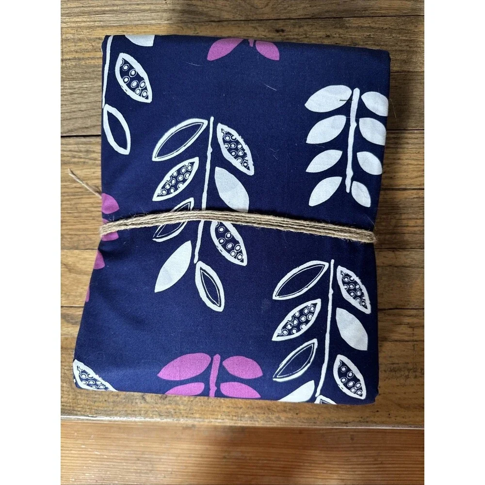 Pottery Barn Teen Dorm Leaflet Organic Bed Duvet Cover Full Queen FQ Navy Purple